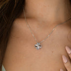 [MIRA]CLOVER  15MM DIAMOND LASER NECKLACE SILVER