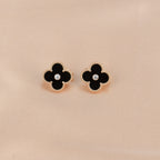 [MIRA]CLOVER MEDIUM 1 MOTIFS ONYX DIAMOND EARRINGS