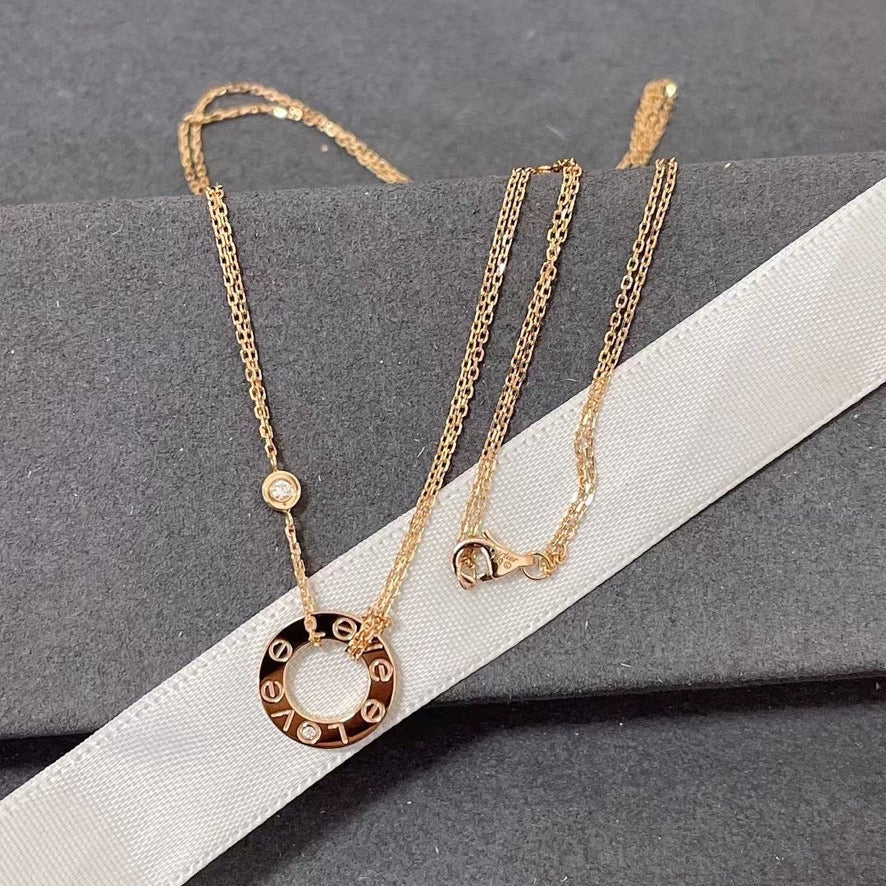 [MIRA]LOVE NECKLACE 16MM 2 DIAMONDS