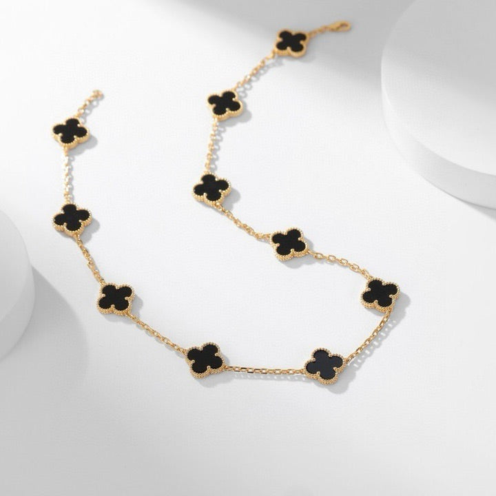 [MIRA]CLOVER 10 MOTIFS ONYX NECKLACE