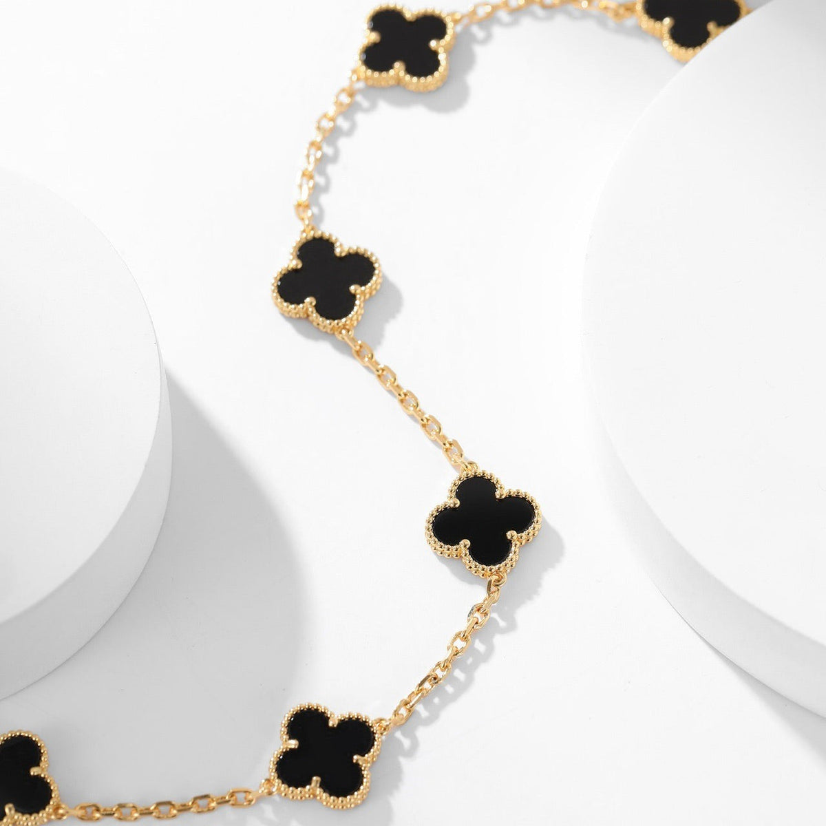 [MIRA]CLOVER 10 MOTIFS ONYX NECKLACE