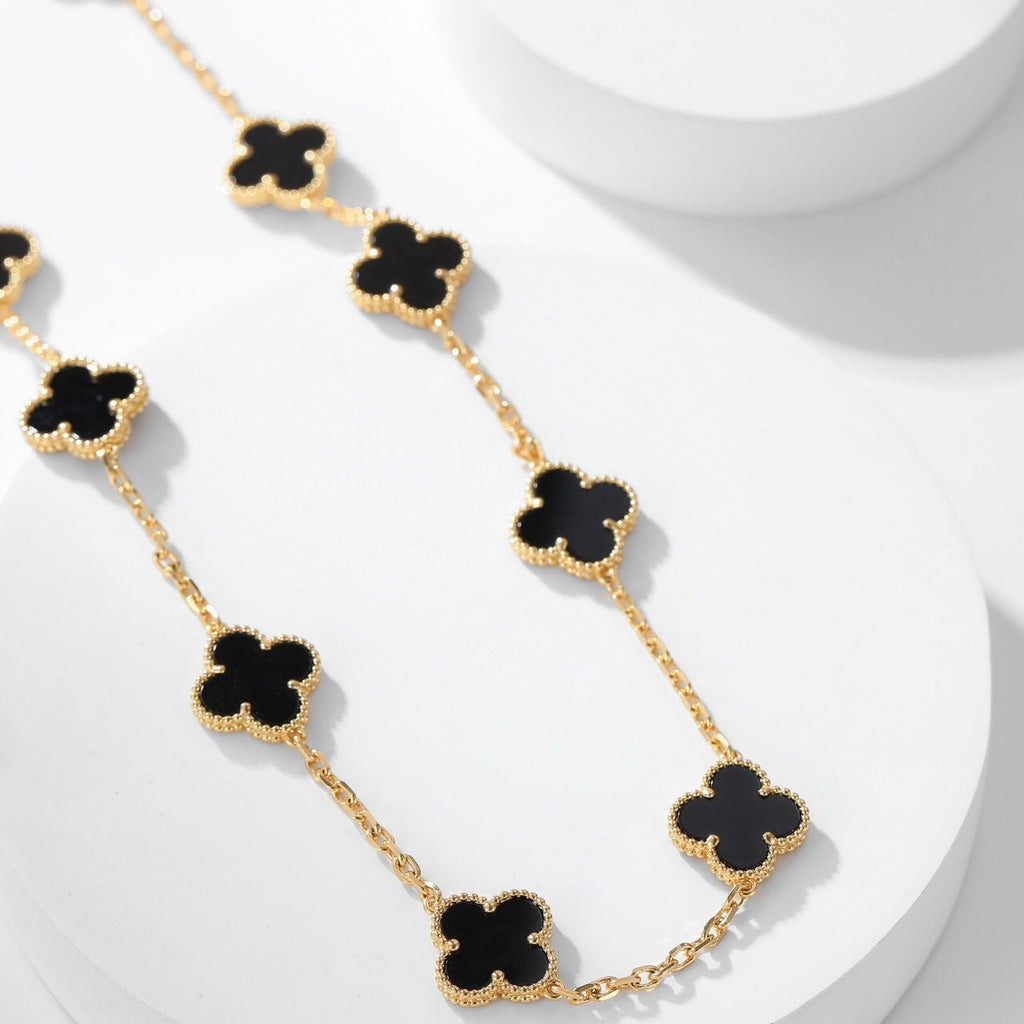 [MIRA]CLOVER 10 MOTIFS ONYX NECKLACE