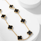 [MIRA]CLOVER 10 MOTIFS ONYX NECKLACE