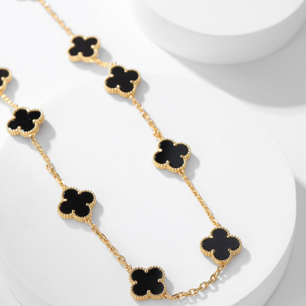 [MIRA]CLOVER 10 MOTIFS ONYX NECKLACE