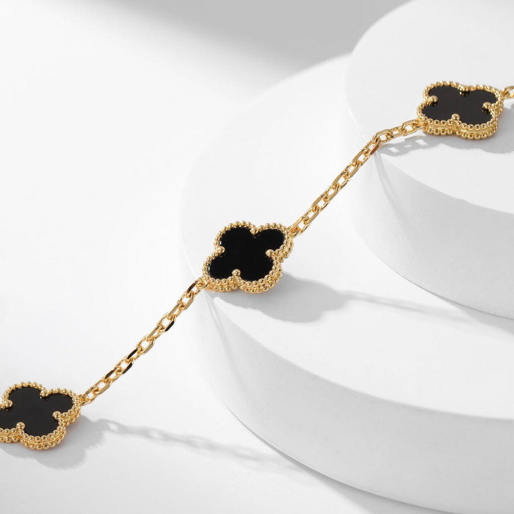 [MIRA]CLOVER 10 MOTIFS ONYX NECKLACE