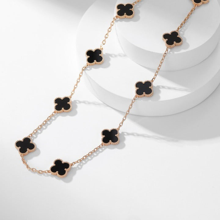 [MIRA]CLOVER 10 MOTIFS ONYX NECKLACE