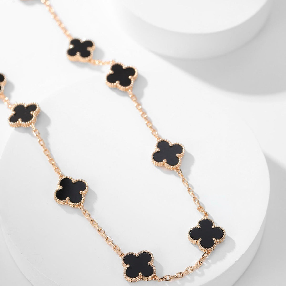 [MIRA]CLOVER 10 MOTIFS ONYX NECKLACE