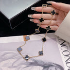 [MIRA]CLOVER 10 MOTIFS ONYX NECKLACE