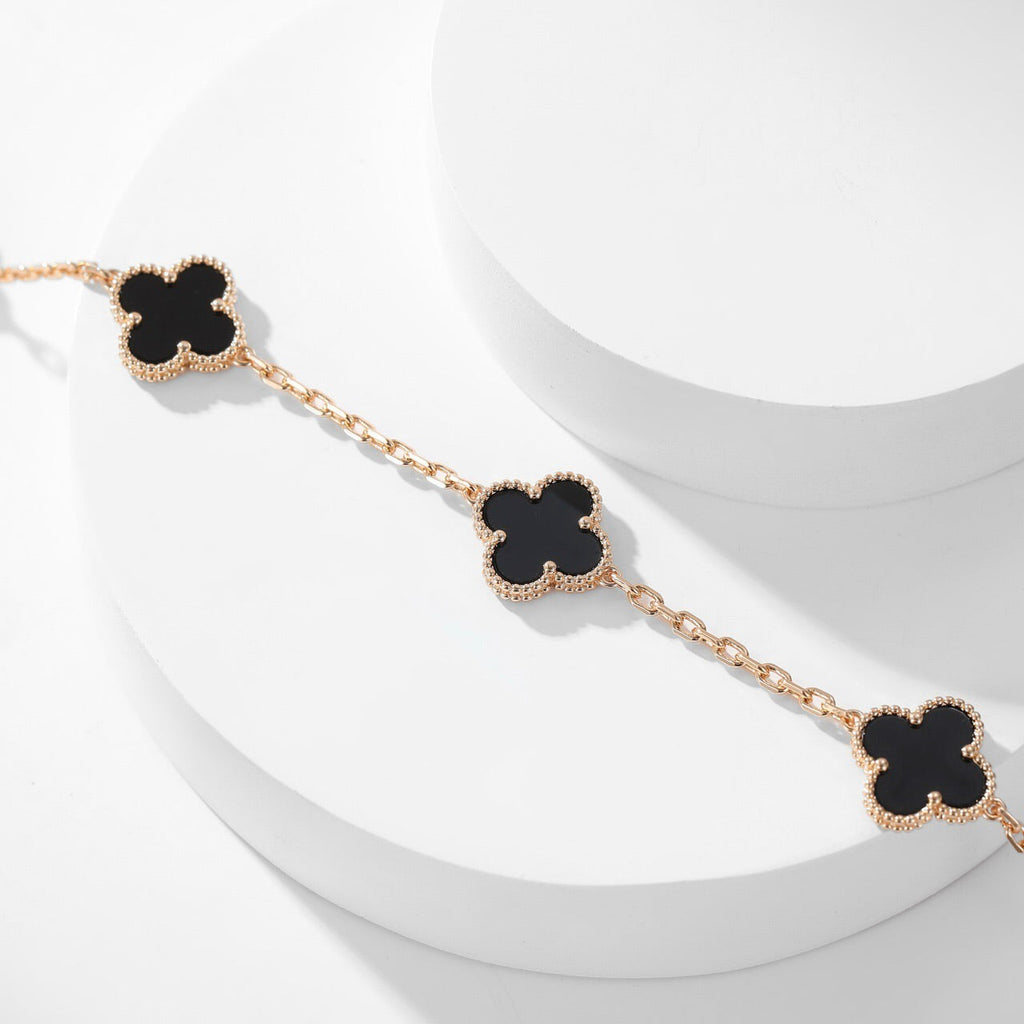 [MIRA]CLOVER 10 MOTIFS ONYX NECKLACE