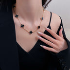 [MIRA]CLOVER 10 MOTIFS ONYX NECKLACE