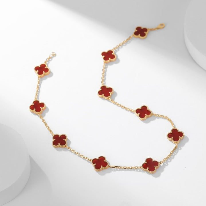 [MIRA]CLOVER 10 MOTIFS CARNELIAN NECKLACE
