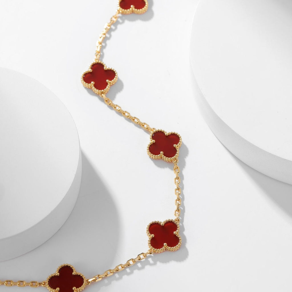 [MIRA]CLOVER 10 MOTIFS CARNELIAN NECKLACE