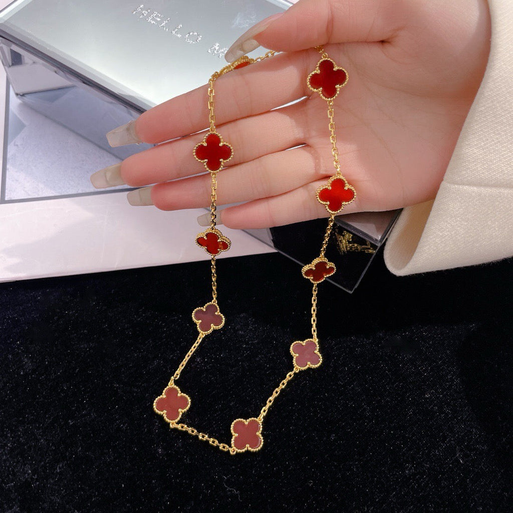 [MIRA]CLOVER 10 MOTIFS CARNELIAN NECKLACE