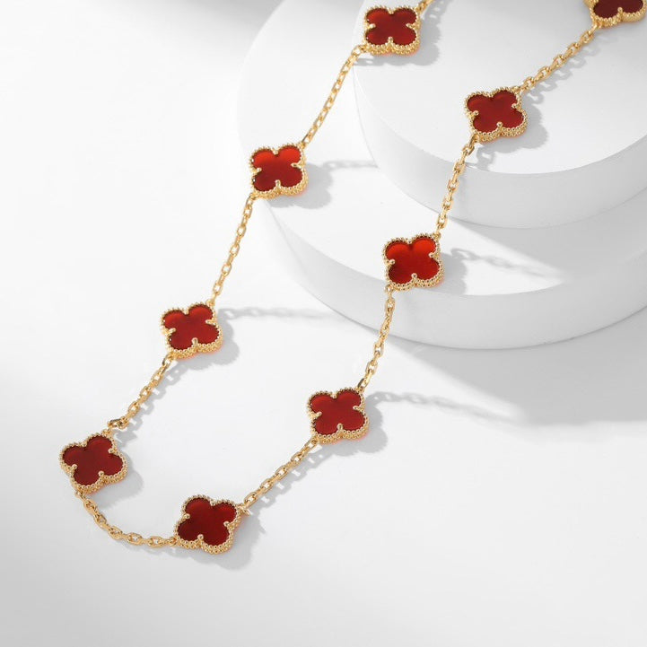 [MIRA]CLOVER 10 MOTIFS CARNELIAN NECKLACE
