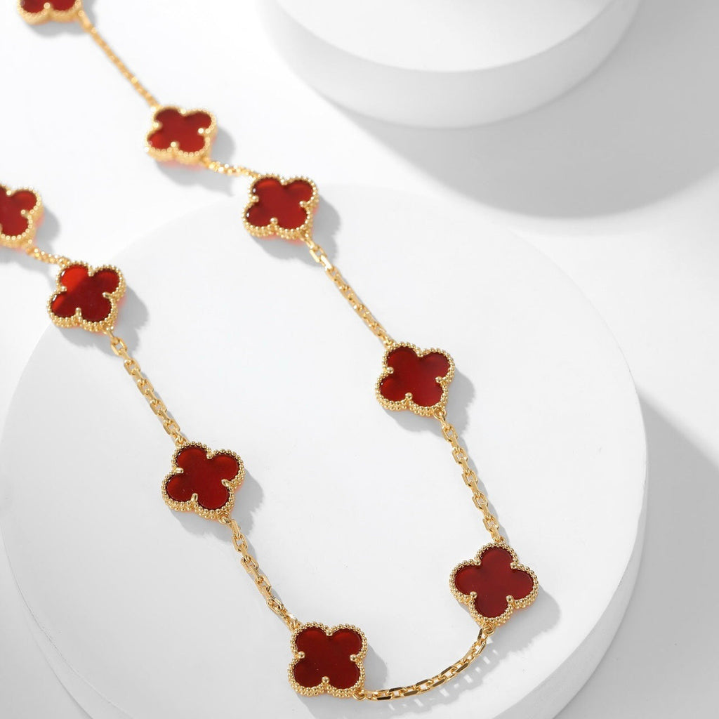 [MIRA]CLOVER 10 MOTIFS CARNELIAN NECKLACE