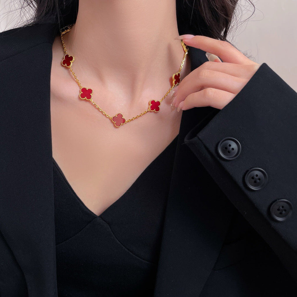 [MIRA]CLOVER 10 MOTIFS CARNELIAN NECKLACE