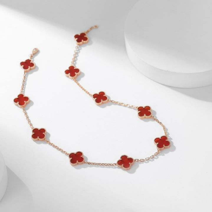 [MIRA]CLOVER 10 MOTIFS CARNELIAN NECKLACE