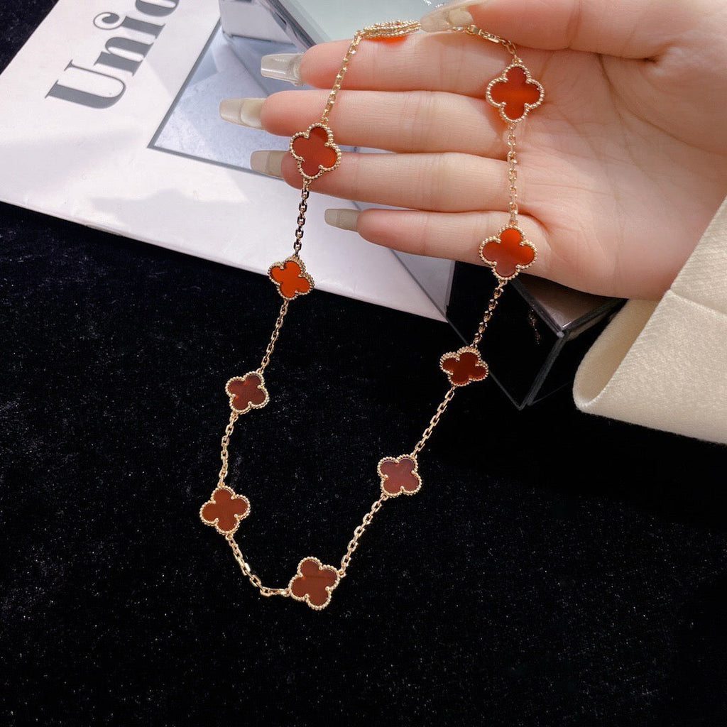 [MIRA]CLOVER 10 MOTIFS CARNELIAN NECKLACE