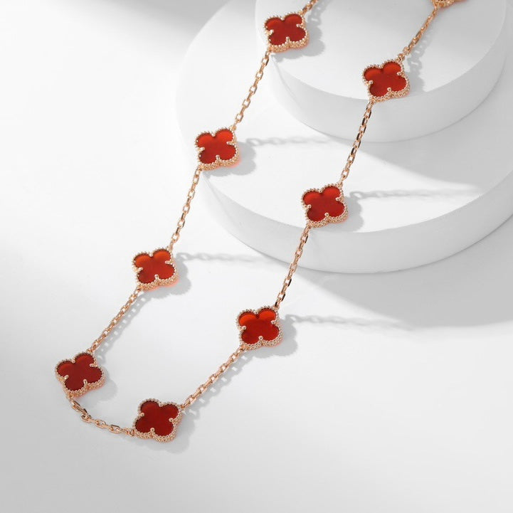 [MIRA]CLOVER 10 MOTIFS CARNELIAN NECKLACE