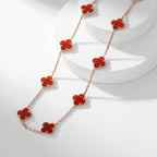 [MIRA]CLOVER 10 MOTIFS CARNELIAN NECKLACE
