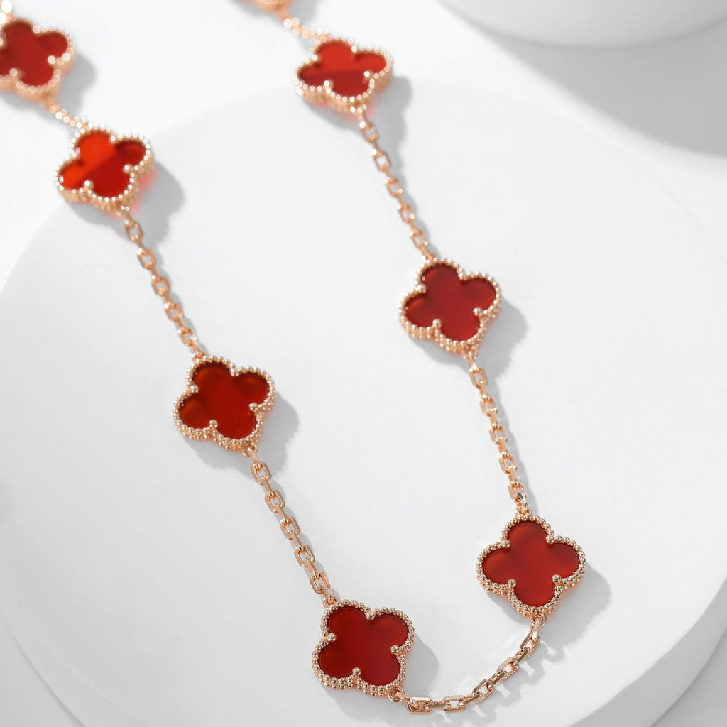 [MIRA]CLOVER 10 MOTIFS CARNELIAN NECKLACE