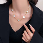 [MIRA]CLOVER 10 MOTIFS WHITE MOTHER OF PEARL NECKLACE