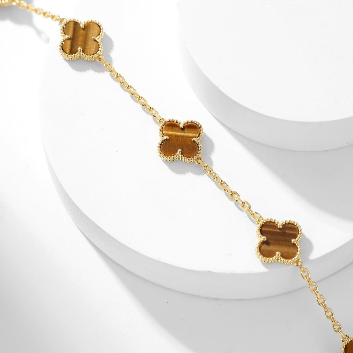 [MIRA]CLOVER 10 MOTIFS TIGER EYE NECKLACE