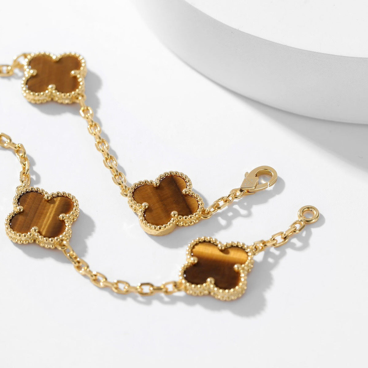[MIRA]CLOVER 10 MOTIFS TIGER EYE NECKLACE