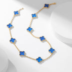 [MIRA]CLOVER 10 MOTIFS BLUE AGATE NECKLACE