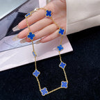 [MIRA]CLOVER 10 MOTIFS BLUE AGATE NECKLACE