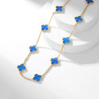 [MIRA]CLOVER 10 MOTIFS BLUE AGATE NECKLACE