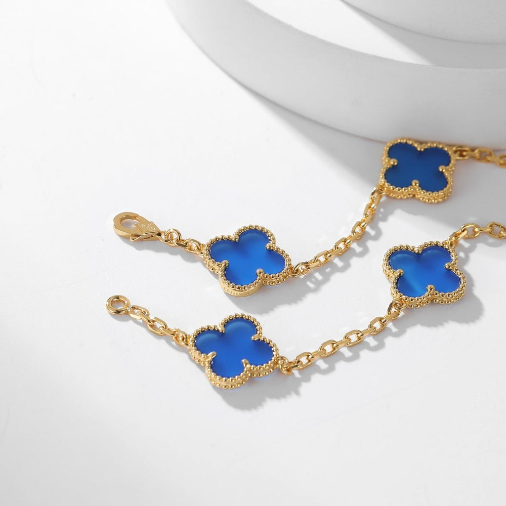 [MIRA]CLOVER 10 MOTIFS BLUE AGATE NECKLACE