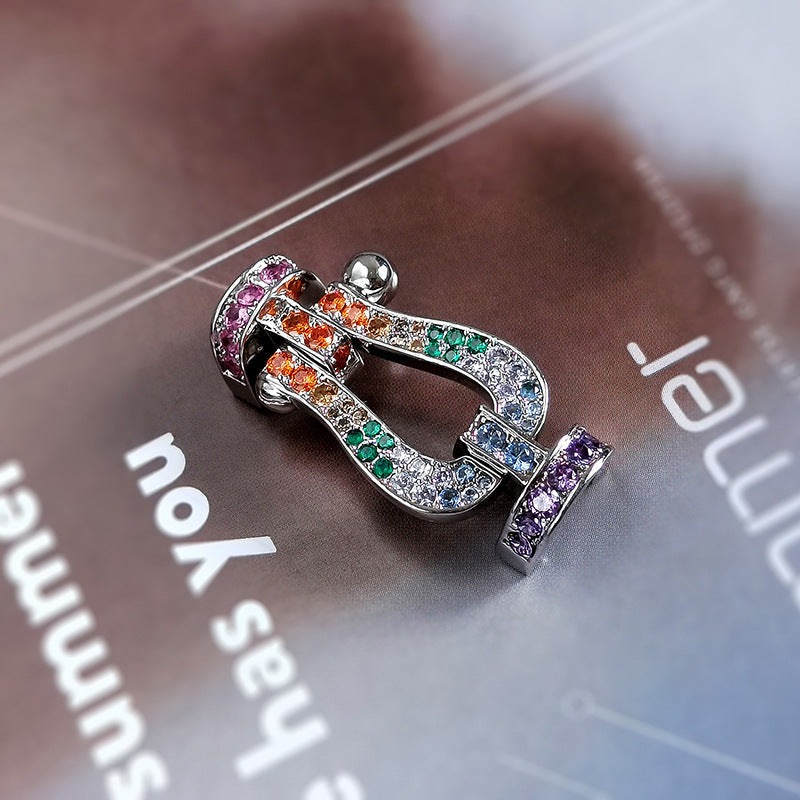 [MIRA]FORC LARGE HORSESHOE  COLORED DIAMOND BRACELET SILVER