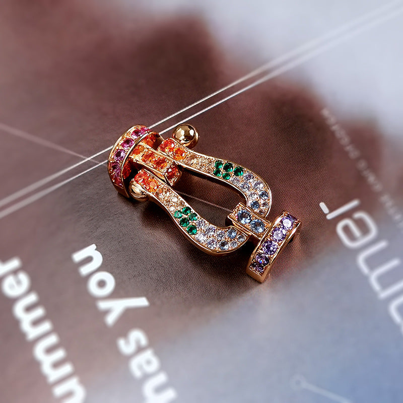 [MIRA]FORC LARGE HORSESHOE  COLORED DIAMOND BRACELET SILVER