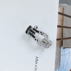 [MIRA]FORCE LARGE HORSESHOE BLACK WHITE DIAMOND BRACELET SILVER