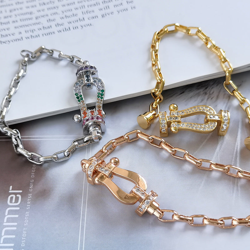 [MIRA]FORCE LARGE HORSESHOE CLASP  METAL BRACELET