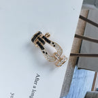 [MIRA]FORCE LARGE HORSESHOE BLACK WHITE DIAMOND BRACELET ROSE GOLD