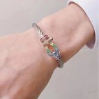[MIRA]FORC LARGE HORSESHOE  COLORED DIAMOND BRACELET SILVER