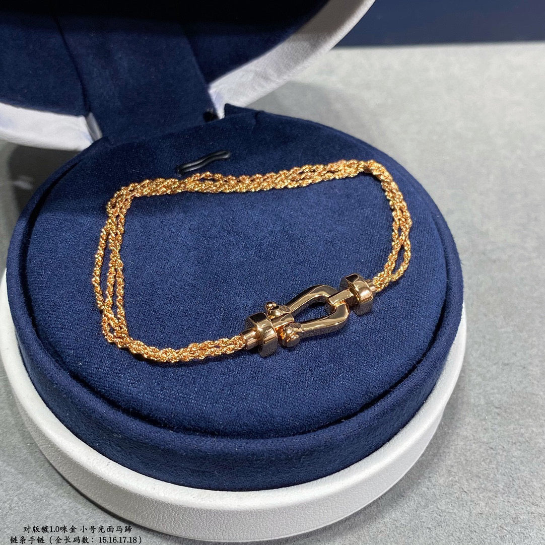 [MIRA]FORCE SMALL HORSESHOE  DIAMOND CHAIN ROPE BRACELET