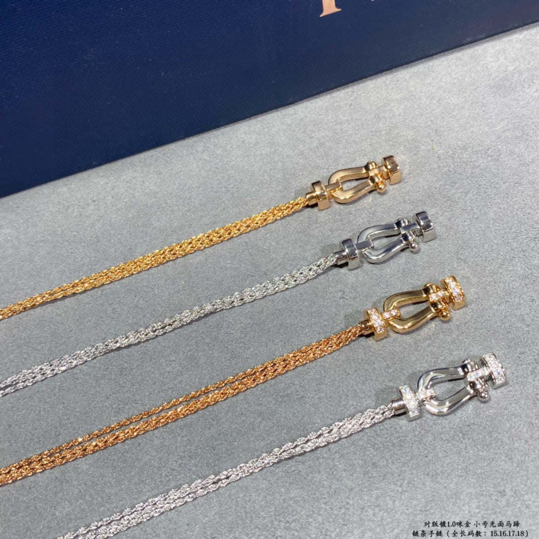 [MIRA]FORCE SMALL HORSESHOE  DIAMOND CHAIN ROPE BRACELET