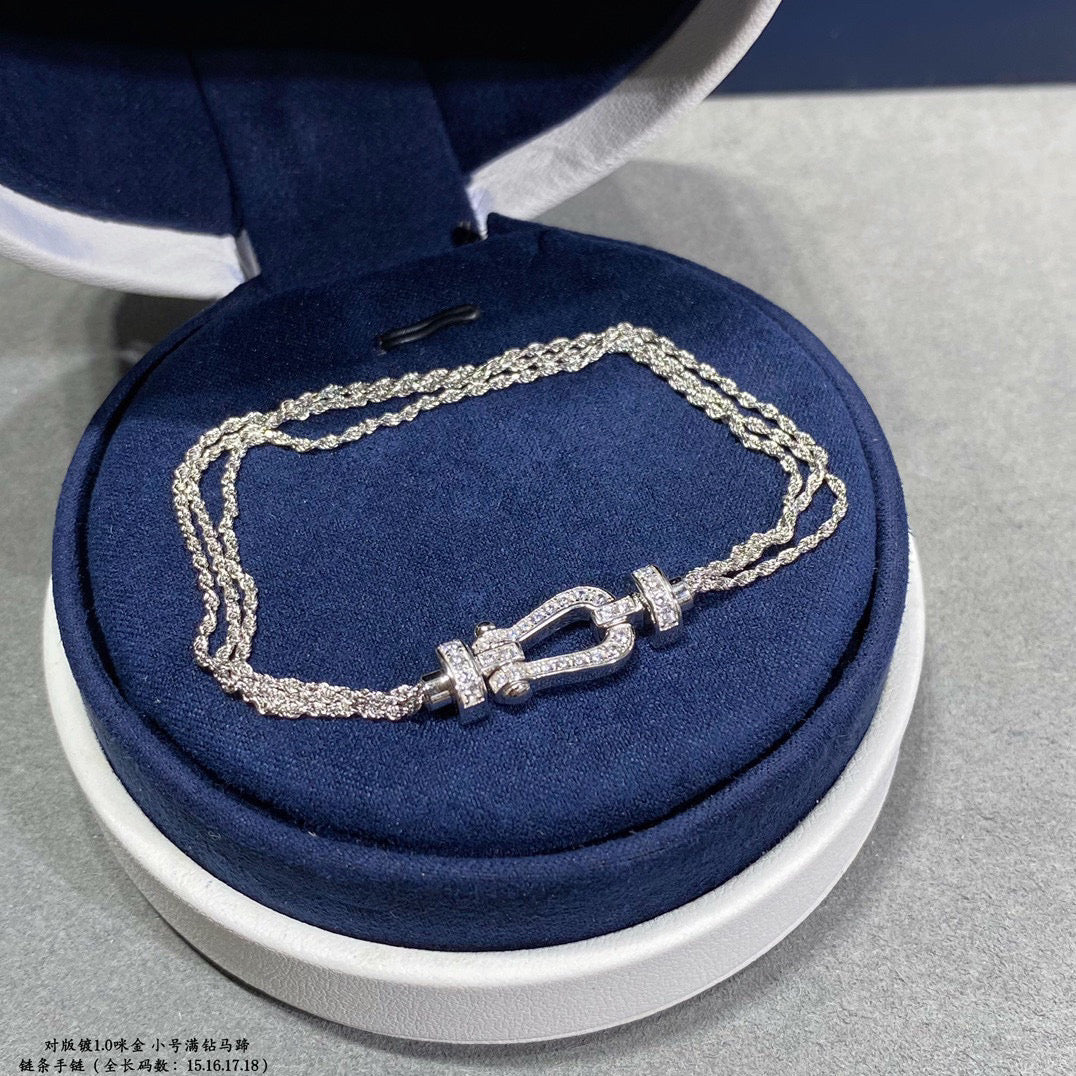 [MIRA]FORCE SMALL HORSESHOE  DIAMOND CHAIN ROPE BRACELET