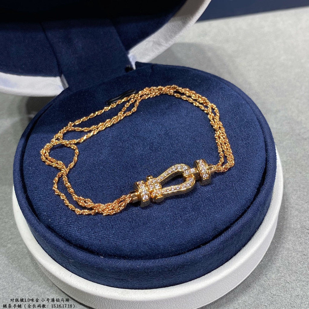 [MIRA]FORCE SMALL HORSESHOE  DIAMOND CHAIN ROPE BRACELET