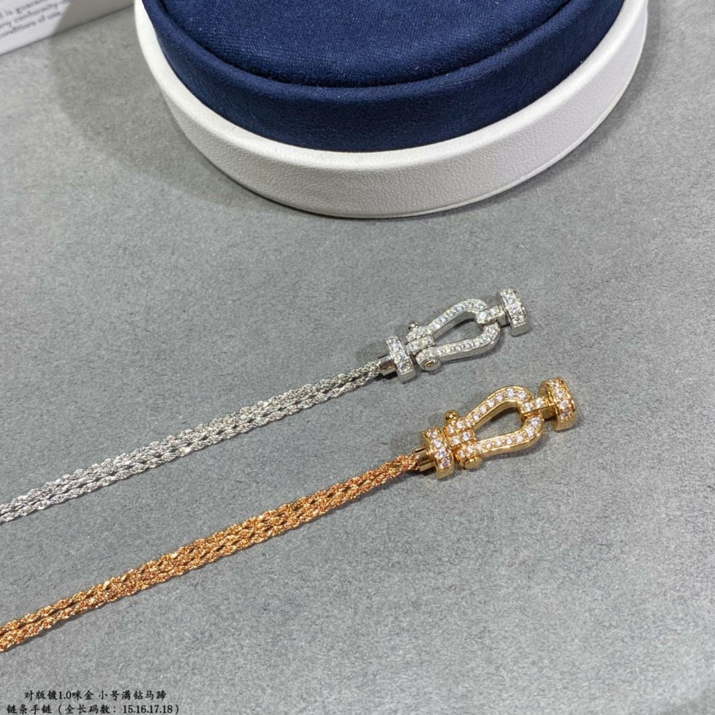 [MIRA]FORCE SMALL HORSESHOE  DIAMOND CHAIN ROPE BRACELET