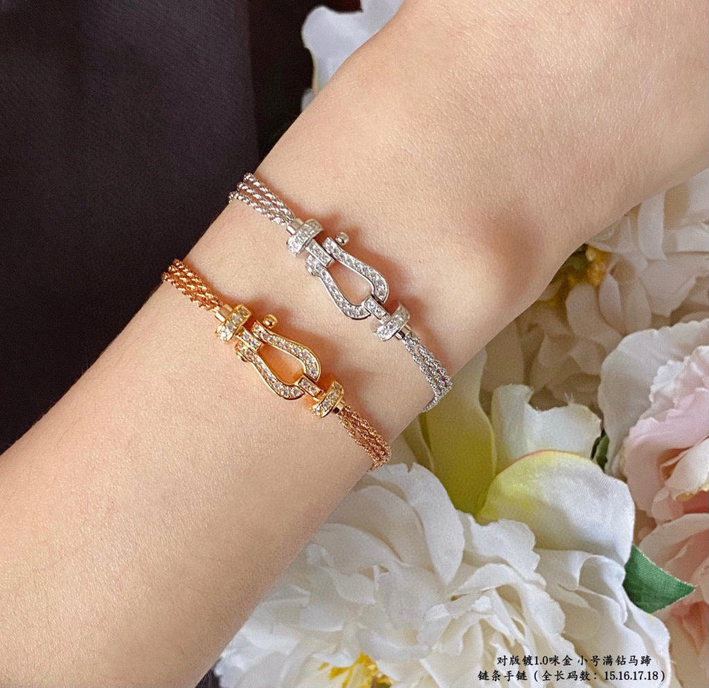 [MIRA]FORCE SMALL HORSESHOE  DIAMOND CHAIN ROPE BRACELET