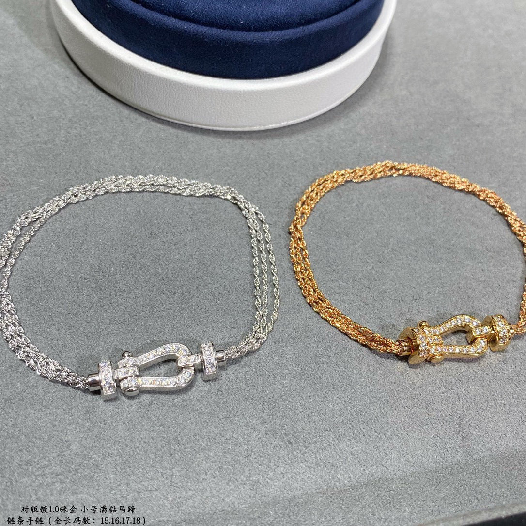 [MIRA]FORCE SMALL HORSESHOE  DIAMOND CHAIN ROPE BRACELET