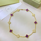 [MIRA]CLOVER 10 MOTIFS  PURPLE VIOLET DIAMOND NECKLACE