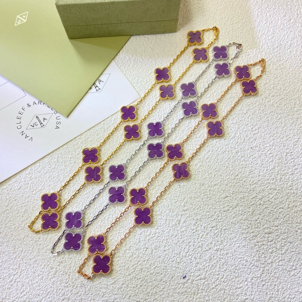 [MIRA]CLOVER 10 MOTIFS  PURPLE VIOLET  NECKLACE