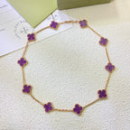 [MIRA]CLOVER 10 MOTIFS  PURPLE VIOLET  NECKLACE