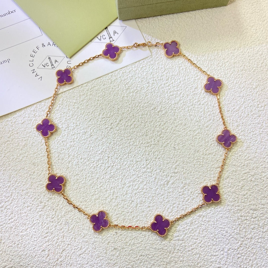 [MIRA]CLOVER 10 MOTIFS  PURPLE VIOLET  NECKLACE