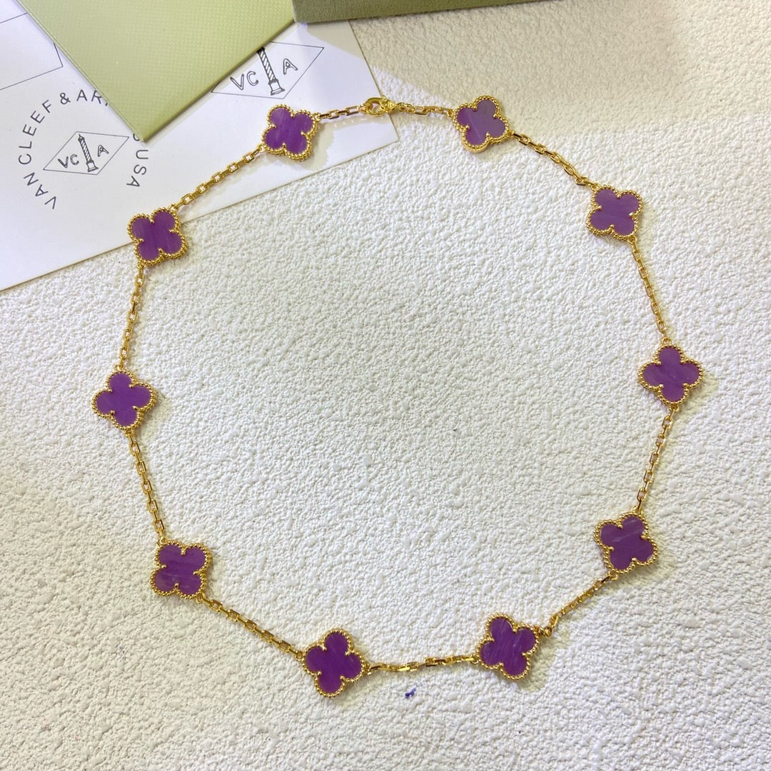 [MIRA]CLOVER 10 MOTIFS  PURPLE VIOLET  NECKLACE